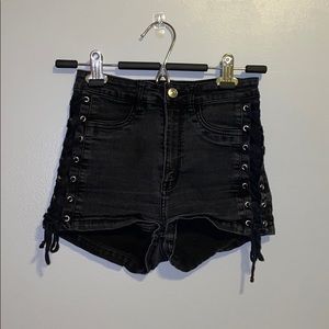 Black jean shorts